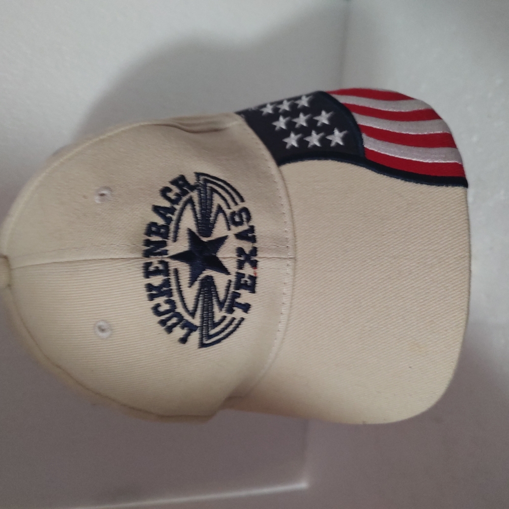 Luckenbach Texas Beige Cap with American Flag